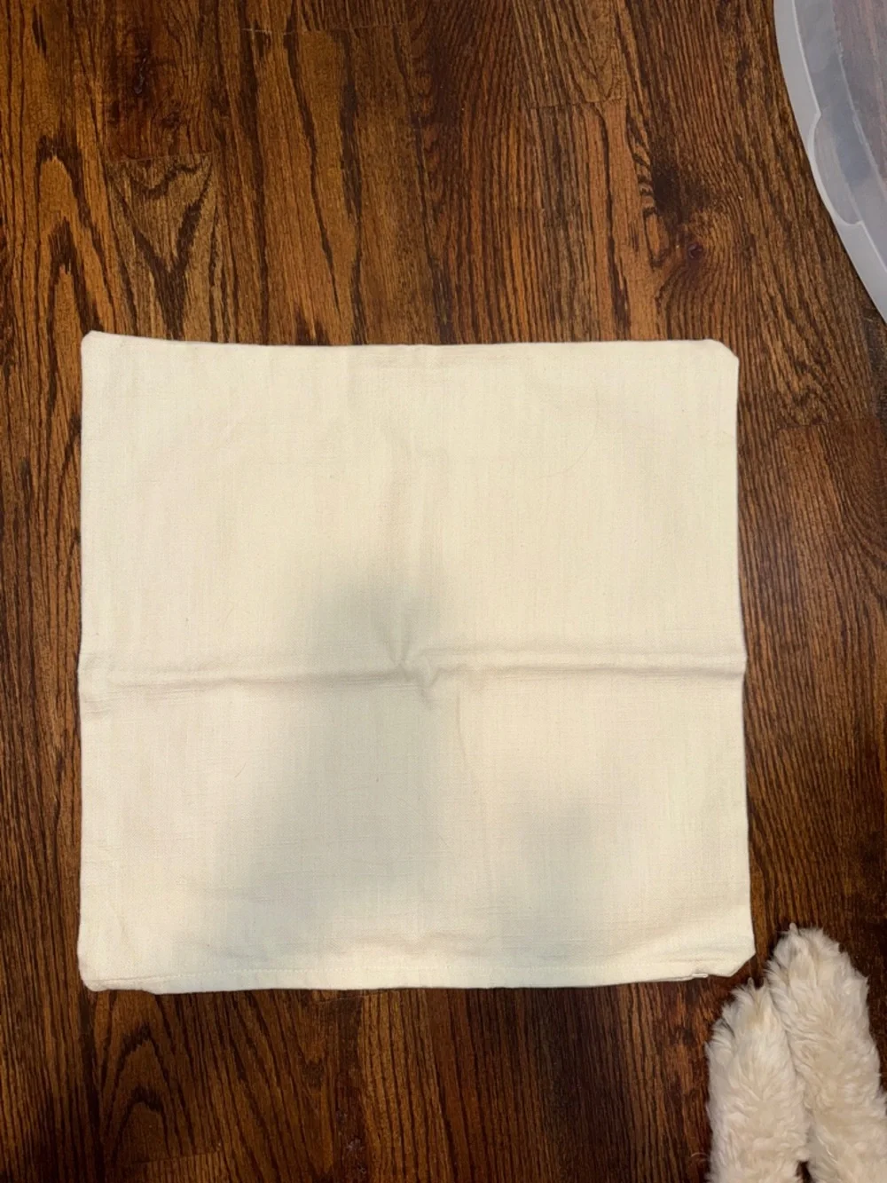 Simplicity Cream Dog Quote Pillow Cover with Red Script and Black Paw